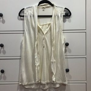 Jcrew white sleeveless top with silk tie